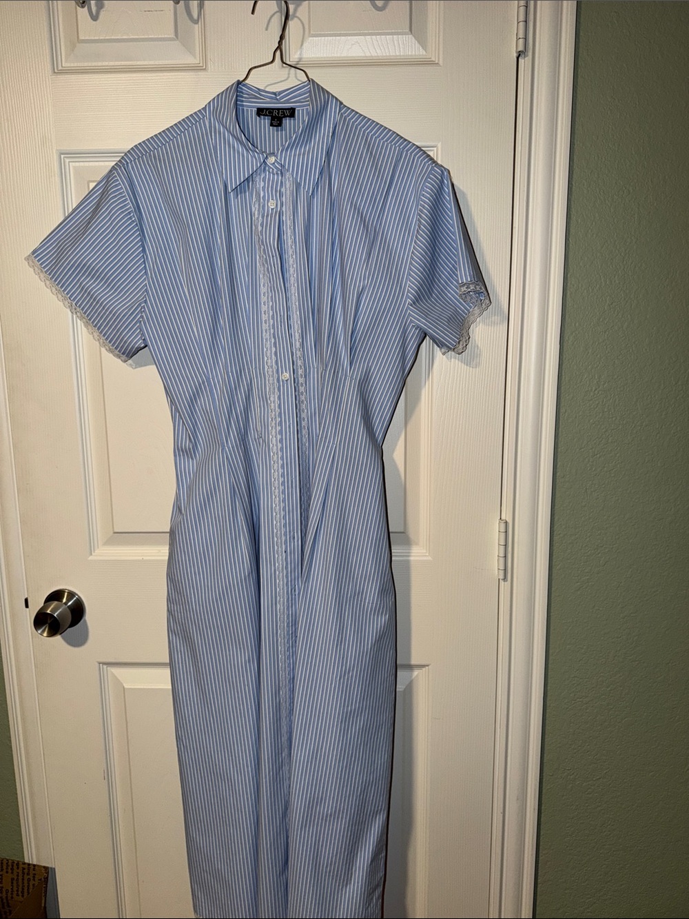 J. Crew Blue and White Striped Shirt Dress
